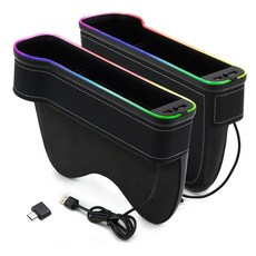 ACEPEED 汽車多杯架間隙收納QC3.0 USB充電駕駛座椅+乘客座椅側袋, 1組, 黑色