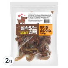 펫츠몬 실속있는선택 애견 수제간식 500g, 돼지귀 슬라이스, 2개 - 강아지돼지귀