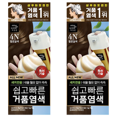 미쟝센 올 뉴 쉽고 빠른 거품 염색제, 4N짙은갈색, 2개