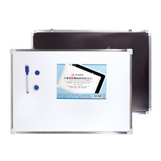 大豪鋁框黑白兩用板小, 雙面書寫, 附筆磁鐵, 辦公教學家用留言板, 1入, 鋁框