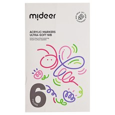 mideer 速乾丙烯麥克筆 軟毛頭 6色 4歲以上, MD-1335, 1盒