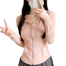 冰絲修身防曬衣，四面高彈，不易起球，不易褪色, XL, 蜜桃粉色