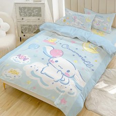 Cinnamoroll 大耳狗喜拿 磨毛卡通 雲之國度 雙人床包含二件枕套