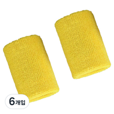 라이프포인트 칼라풀 무지 손목 보호대 중 11 x 7.5 cm 옐로우, 6개입