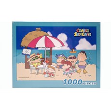 Dung Jin 蠟筆小新1000片拼圖*dj，海灘度假主題，親子互動拼圖遊戲, 1入