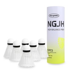 Regail Niga Jokwa尼龍羽毛球羽毛球, 白色, 6入, 1個
