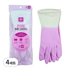 태화 면코팅 투톤 고무장갑 양손착용, 핑크, 중(M), 4세트