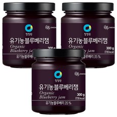 청정원 유기농 블루베리잼, 3개, 300g