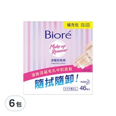 Biore 蜜妮 台灣公司貨 深層卸粧 棉補充包, 46片, 6包