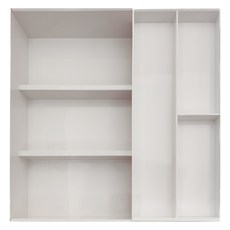 Yamazaki 山崎 伸縮滑動餐具收納盒, 分隔收納, 伸縮功能, 附移動透明托盤, 可存放餐具/化妝品/文具, 白, 1個