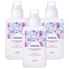 아토앤오투 프리미엄 세탁세제 코튼 파우더향, 3개, 1L