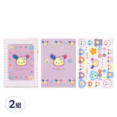 sun-star 三麗鷗L型A5資料夾/貼紙套組, 花小兔, 2組