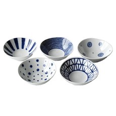 Saikai 西海陶器 波佐見燒 藍玉紋五件式醬料碟 Set, 原產地日本, 陶瓷器, 10 x 1.5 cm, S043061016, 1組
