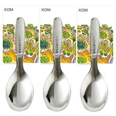 KOM 316 不鏽鋼童趣兒童匙 聯名款,青菜鱷魚,愛吃水果的牛, 130 x 40mm, 愛吃青菜的鱷魚, 3支