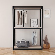 홈던트 하우스 시스템 드레스룸 3단 2행거 1200 x 500 x 1800 mm 블랙