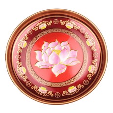 彩繪紅蓮花合金供果盤 - 7吋, 1個