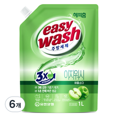 해피홈 주방세제 이지워시 애플소다 리필, 1L, 6개