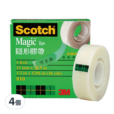 3M Scotch 隱形膠帶，黏貼修補不影響美觀，表面可書寫，霧面設計，手撕設計, 4個