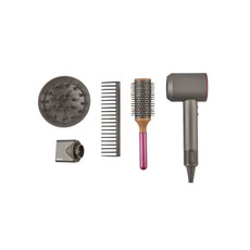 Teamson Dyson 髮型設計師電動負離子吹風機玩具造型組, 多元梳子配件, 可替換吹嘴, 真實面板燈, 1組