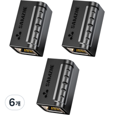삼지 1000Mbps 랜연장 키스톤 잭 커플러 RJ45, 블랙, 6개