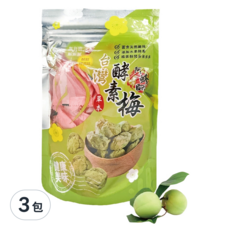 晨一 阿蜂師 台灣酵素梅, 200g, 富含天然纖維, 添加水果酵素, 綠茶粉兒茶素多多, 3袋