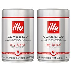 illy 意利 Classico中烘培咖啡粉, 無研磨咖啡豆, 250g, 2罐
