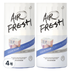 에어후레쉬 크리스탈워터 화장실용 방향제 클린비누향 본품, 4개, 400ml