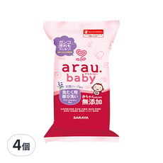 SARAYA arau. 愛樂寶 無添加衣物去漬皂 (99%純皂配方), 植物來源, 安心無添加, 110g, 4個