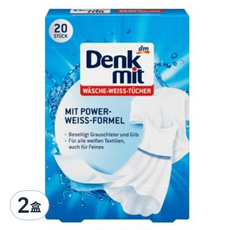 dm Denk mit 德國 拋棄式洗衣防染防褪色護色魔布 白色專用 20片裝, 20片, 2盒