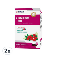 信東生技 精粹蔓越莓膠囊, 美國專利34倍高濃縮, 90粒, 女性最佳私密好友, 90顆, 500mg, 2盒