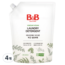 비앤비 리얼 라즈베리 식초 담은 비건 섬유세제 무향 리필, 1.5L, 4개