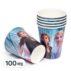 디즈니 겨울왕국 2 종이 파티컵 안나 엘사 올라프 290ml, 100개 100개입