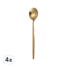 邸家本舖 歐風純色餐具 甜點勺 拉絲工藝耐用易清洗, 土豪金, 4支
