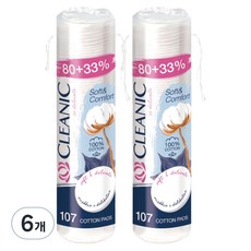 클레아닉 Pro Silk 소프트 앤 컴포트 화장솜, 107매입, 6개