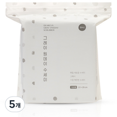 디어커스 원데이 수세미 엠보싱, 그레이, 100개입, 5개