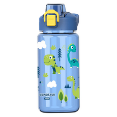 兒童彈蓋鴨嘴水壺, 小學生專用, 可愛卡通圖案, 600ML, 矽膠吸嘴, 單手操作, 恐龍, 1個