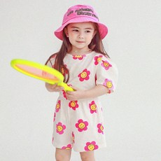 GOING KIDS 女童款微笑花朵印花短袖上衣+短褲