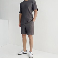 머시따 남성용 오버핏 스포티 반팔티셔츠 + 반바지 세트