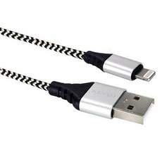 Kinyo 蘋果交錯格紋極速充電傳輸線 USB A-蘋果8 Pin 39.6g, 2m, 白色/黑色, 1條