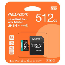 ADATA 威剛 Premier Pro microSDXC UHS-I U3 A2 V30 記憶卡 附轉卡 AUSDX512GUI3V30SA2-RA1, 512GB, 1個