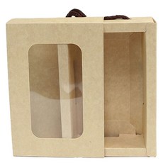 抽屜開窗手提盒 無印牛皮 10個 (規格: 26.5*18.5*5.5cm, 材質: 牛皮紙), CAO1-03, 1組