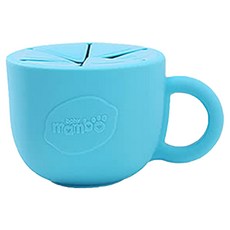 baby mambo 蔓葆 兒童矽膠餐具零食碗 學習碗, 100%矽膠材質, 450ml, 12個月以上嬰幼兒適用, 杯口橡膠切片造型, 不含BPA, 藍色, 1個