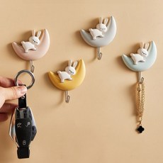엘빈리빙 달토끼 벽걸이 후크 4종 x 2p 세트, 1개, 핑크, 옐로우, 그레이, 스카이 1개, 핑크, 옐로우, 그레이, 스카이