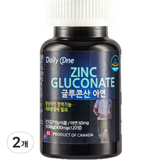 데일리원 글루콘산 아연, 2개, 108g
