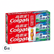 Colgate 高露潔 三重功效含氟牙膏 清涼薄荷, 160g, 6條
