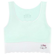 YOiie 莫代爾冰絲透氣寬肩內衣 加長背心型 成長內衣, 型號8801, 青蘋綠色, M(75A), 青蘋綠