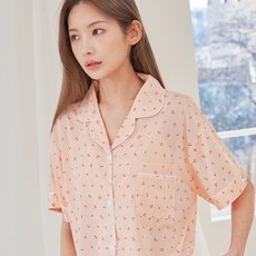 도씨 여성용 체리 반팔 카라 잠옷 세트 D9952