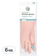 프로그 라텍스 컴포트 고무장갑 양손세트, 베이비 핑크, 소(S), 6세트