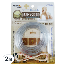 米諾諾 透明PVC防撞條 1m 2入組, 柔軟安全防護, 自由裁剪, 適用於桌角椅角櫃子, 136853, 2個