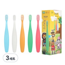 브리스틱 에르고 2단계 유아칫솔 5종 세트, SKY BLUE, WHITE, ORANGE, GREEN, PINK, 3세트, 1개입